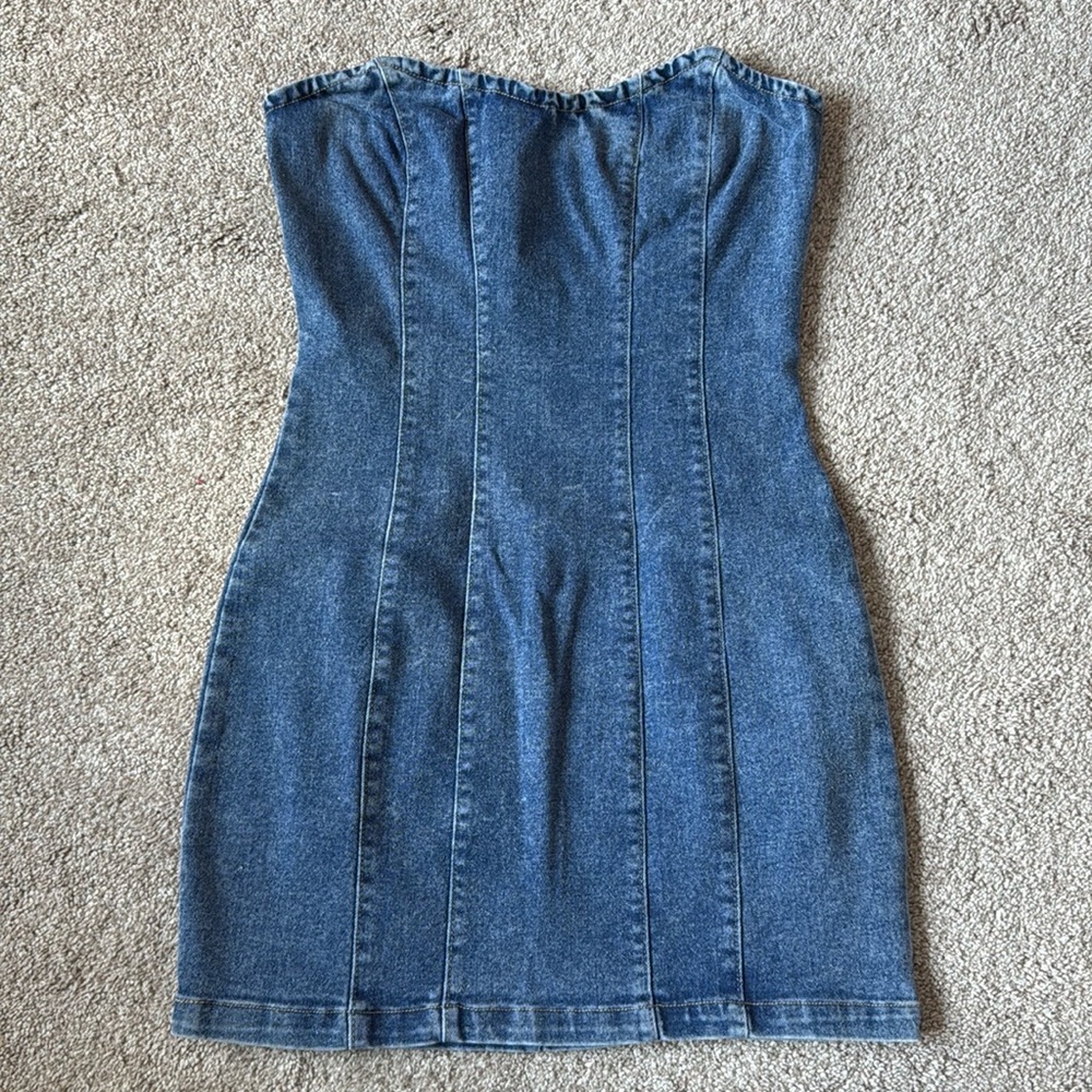 Altard State Denim Strapless Mini Dress